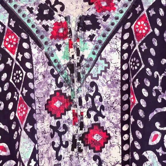 Masha Sleepwear Nightgown Zip Robe Cotton Batik Print Womens OS Floral Bohemian - Picture 2 of 7